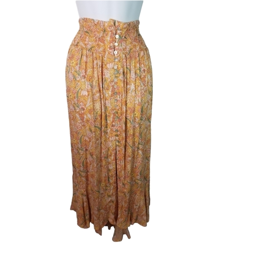 Rachel Zoe floral button up smocked maxi skirt